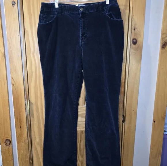 St. John's Bay Black Corduroy Flared Leg Pants, Size 16 - Picture 2 of 6